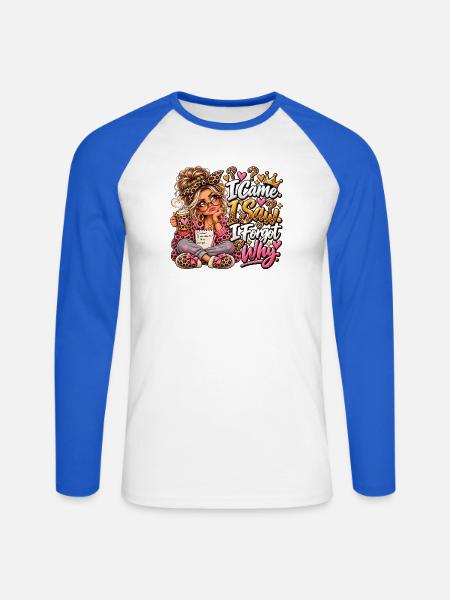 Leopardenkosmos Kaffeezauber - Unisex Baseballshirt langarm - Weiß/Royalblau