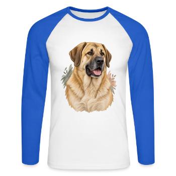 Sarabi - Unisex Baseballshirt langarm - Weiß/Royalblau - Vorne - Nik (191cm)