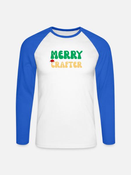 Fröhliches Bastelhandwerker-Weihnachtsgeschenk Retro-DIY-Stricken Ho - Unisex Baseballshirt langarm - Weiß/Royalblau