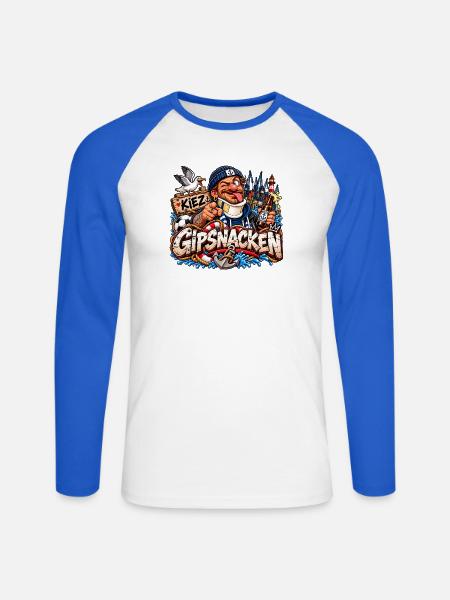 Gipsnacken Kiez - Unisex Baseballshirt langarm - Weiß/Royalblau