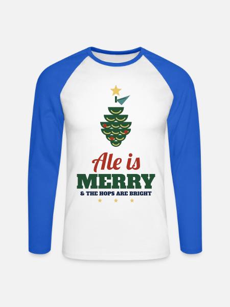 Ale Is Merry – Craft-Bier Weihnachtsshirt - Unisex Baseballshirt langarm - Weiß/Royalblau