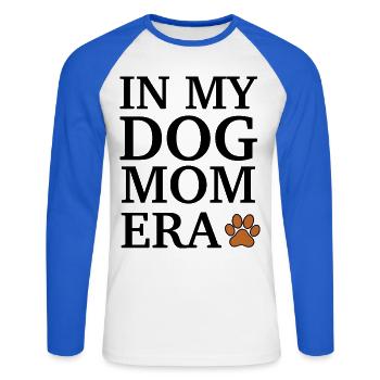In My Dog Mom Era - Unisex Baseballshirt langarm - Weiß/Royalblau - Vorne - Nik (191cm)