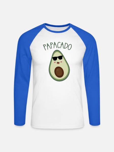 Papacado Avocado Sonnenbrille - Unisex Baseballshirt langarm - Weiß/Royalblau