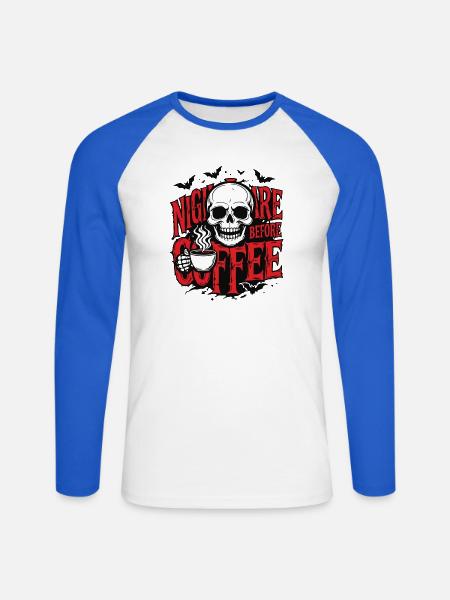 Albtraum vor dem Kaffee - Unisex Baseballshirt langarm - Weiß/Royalblau