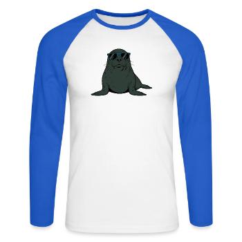 Robbe Seehund Robben Seehunde Geschenk Weihnachten - Unisex Baseballshirt langarm - Weiß/Royalblau - Vorne - Nik (191cm)