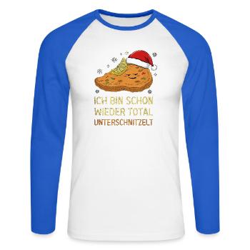 Ich Bin Schon Wieder Total Unterschnitzelt Xmas - Unisex Baseballshirt langarm - Weiß/Royalblau - Vorne - Nik (191cm)
