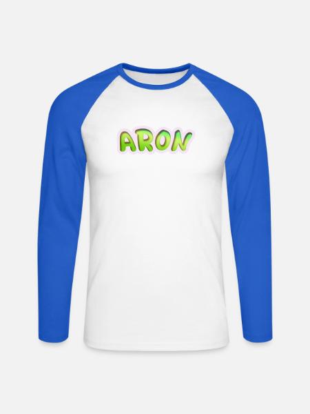 Geschenk für Aron - Unisex Baseballshirt langarm - Weiß/Royalblau