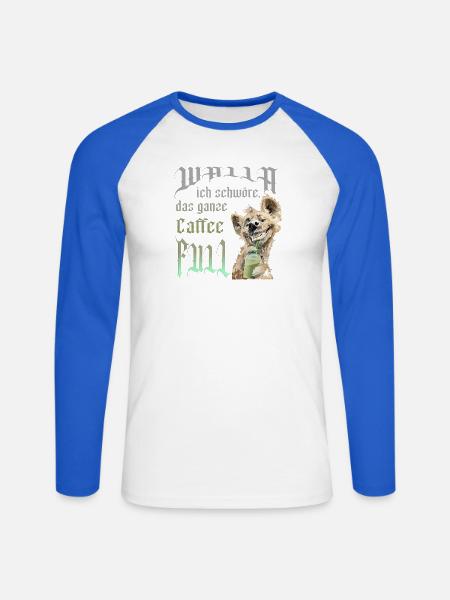 Hund Caffe full - Unisex Baseballshirt langarm - Weiß/Royalblau