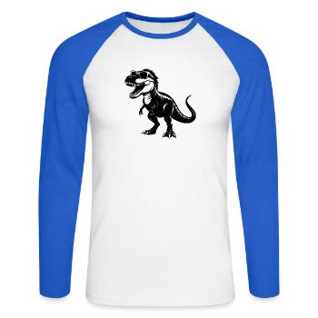 Tyrannosaurus Rex mit Sonnenbrille - Unisex Baseballshirt langarm - Weiß/Royalblau - Vorne - Nik (191cm)