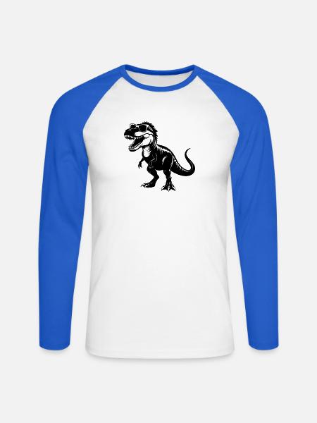 Tyrannosaurus Rex mit Sonnenbrille - Unisex Baseballshirt langarm - Weiß/Royalblau