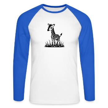 Süße Baby-Giraffen - Unisex Baseballshirt langarm - Weiß/Royalblau - Vorne - Nik (191cm)