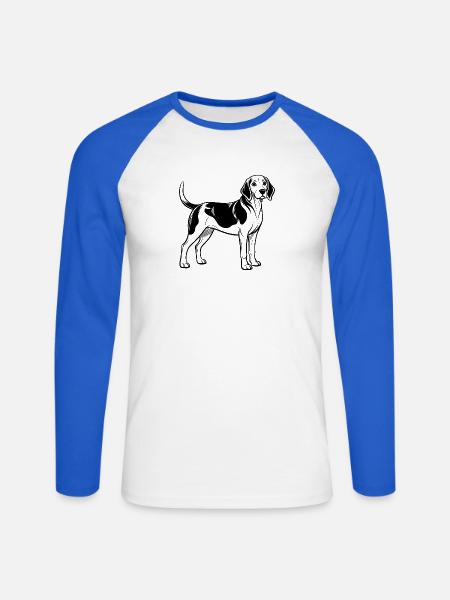 Beagle - Unisex Baseballshirt langarm - Weiß/Royalblau