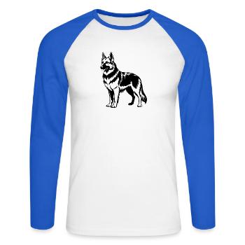 Deutscher Schäfer - Unisex Baseballshirt langarm - Weiß/Royalblau - Vorne - Nik (191cm)