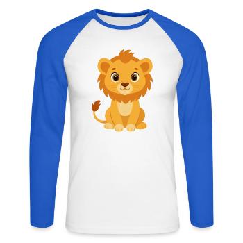 Süßes Löwenbaby - Unisex Baseballshirt langarm - Weiß/Royalblau - Vorne - Nik (191cm)