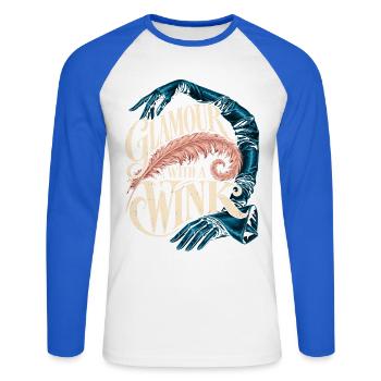 Burlesque Glamour With A Wink - Unisex Baseballshirt langarm - Weiß/Royalblau - Vorne - Nik (191cm)