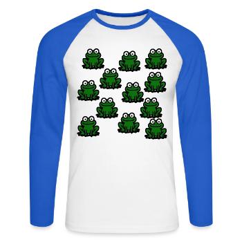 Frösche Lieblingstiere Geschenk - Unisex Baseballshirt langarm - Weiß/Royalblau - Vorne - Nik (191cm)
