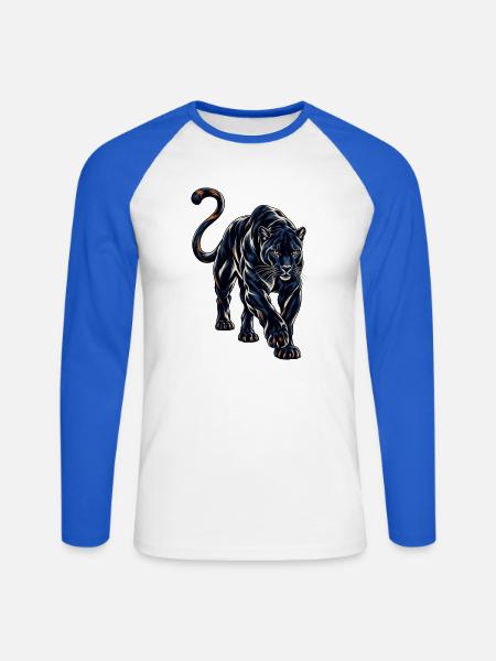 Schwarzer Panther - Unisex Baseballshirt langarm - Weiß/Royalblau