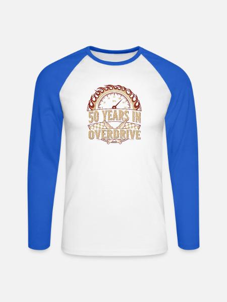 50 Jahre Überdrive - Unisex Baseballshirt langarm - Weiß/Royalblau