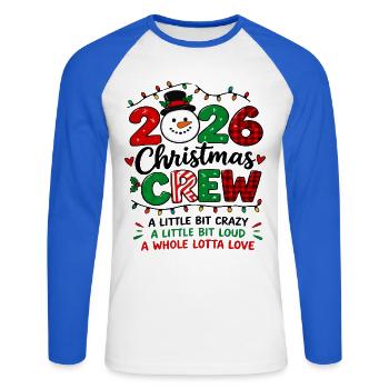Christmas Crew 2026 Matching-Familienfeiertag - Unisex Baseballshirt langarm - Weiß/Royalblau - Vorne - Nik (191cm)