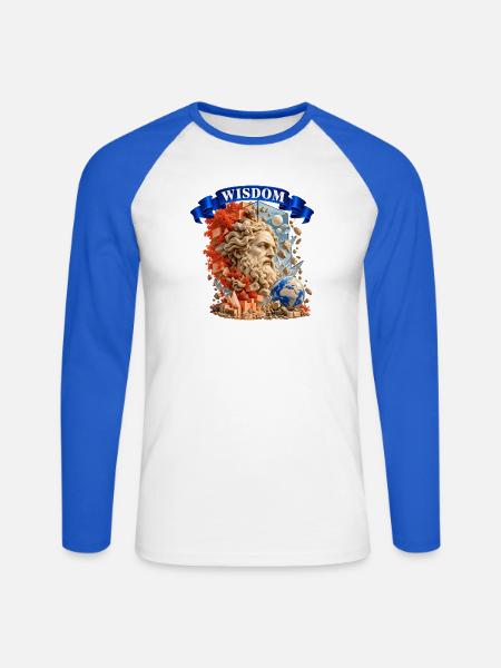 Ancient Wisdom – Greek Philosopher Art - Unisex Baseballshirt langarm - Weiß/Royalblau