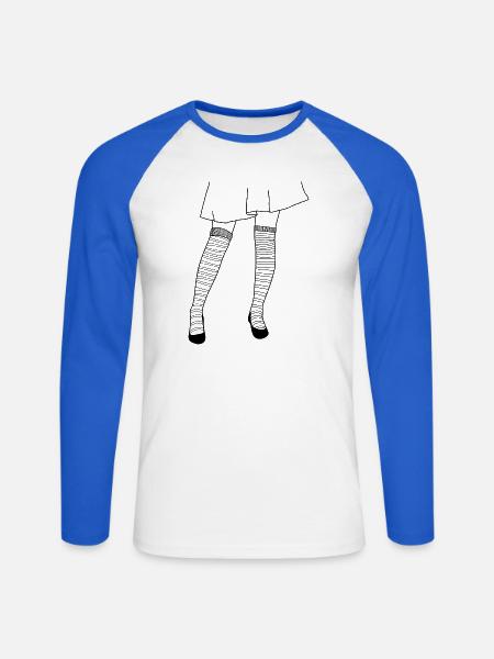 Ringelsocken - Unisex Baseballshirt langarm - Weiß/Royalblau