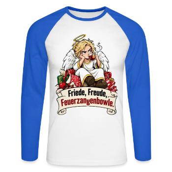 Engel, Weihnachten Feuerzangenbowle - Unisex Baseballshirt langarm - Weiß/Royalblau - Vorne - Nik (191cm)