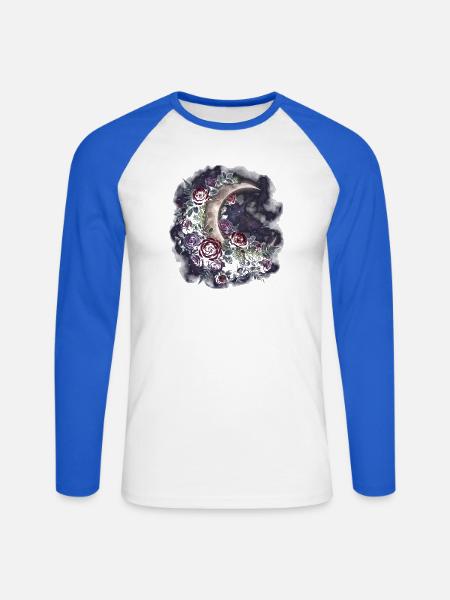 Mondrose im Sternenhimmel - Unisex Baseballshirt langarm - Weiß/Royalblau