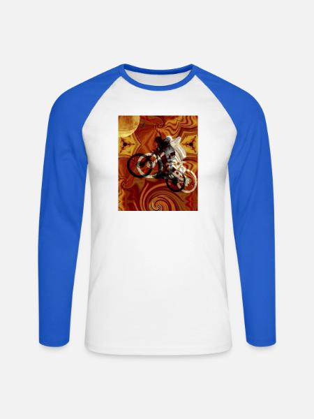 Psychedelisches Fahrrad Kaleidoskop - Unisex Baseballshirt langarm - Weiß/Royalblau