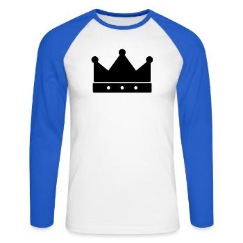 Krone - schlicht - Unisex Baseballshirt langarm - Weiß/Royalblau - Vorne - Nik (191cm)