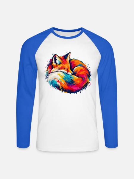 Chromatischer Schlaffuchs - Unisex Baseballshirt langarm - Weiß/Royalblau