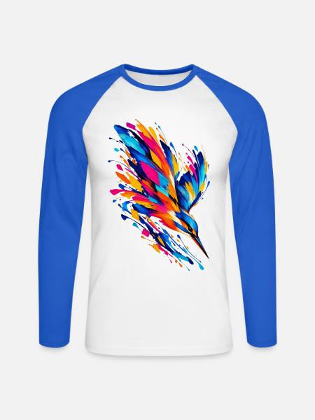 Prismatischer Eisväger - Unisex Baseballshirt langarm - Weiß/Royalblau