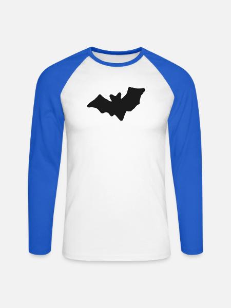Dunkle Fledermaus, handgezeichnete Silhouette - Unisex Baseballshirt langarm - Weiß/Royalblau