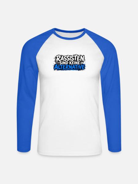 Rassisten sind keine Alternative - Unisex Baseballshirt langarm - Weiß/Royalblau