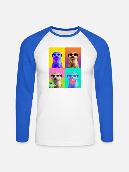 Meerkat Erdmännchen - Unisex Baseballshirt langarm - Weiß/Royalblau