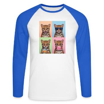 Ozelote Ozelot - Unisex Baseballshirt langarm - Weiß/Royalblau - Vorne - Nik (191cm)