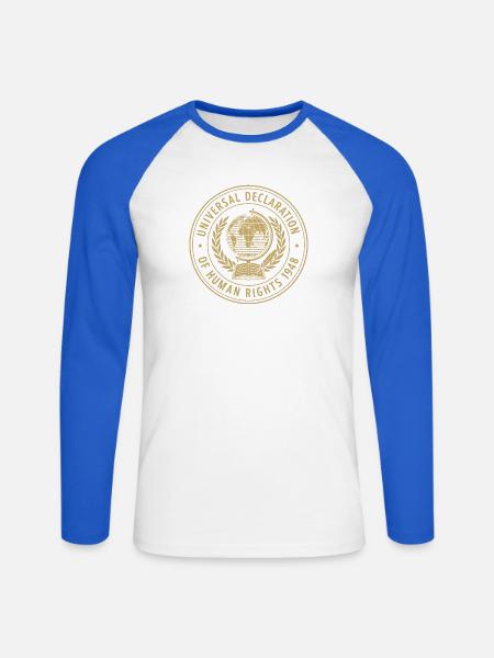 Globale Menschenrechte Emblem - Unisex Baseballshirt langarm - Weiß/Royalblau