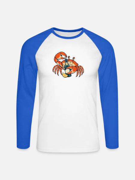 Käpt’n Krabbe mit Limonade - Unisex Baseballshirt langarm - Weiß/Royalblau