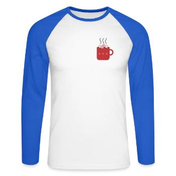 Heiße Schokolade mit Marshmallows - Kakao Winter - Unisex Baseballshirt langarm - Weiß/Royalblau - Vorne - Nik (191cm)