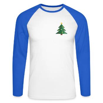 Tannenbaum minimalistisch - Weihnachtsbaum Motiv - Unisex Baseballshirt langarm - Weiß/Royalblau - Vorne - Nik (191cm)