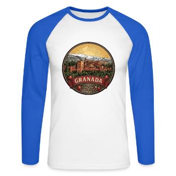 Granada Spanien Reiseabzeichen Alhambra Palast Geschenk - Unisex Baseballshirt langarm - Weiß/Royalblau - Vorne - Nik (191cm)