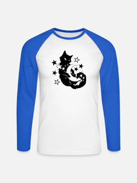 Cat cat - Unisex Baseballshirt langarm - Weiß/Royalblau