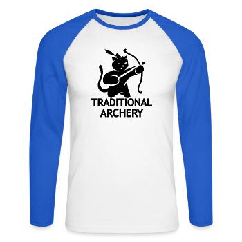 Cat cat - Unisex Baseballshirt langarm - Weiß/Royalblau - Vorne - Nik (191cm)