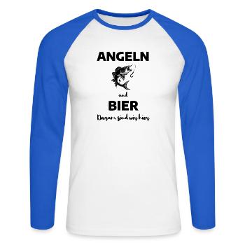 Angeln und Bier - Unisex Baseballshirt langarm - Weiß/Royalblau - Vorne - Nik (191cm)