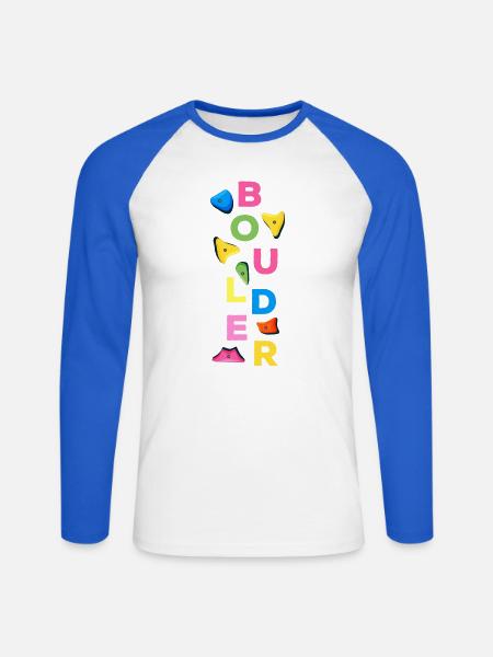 Klettern Bouldern Kletterwand - Unisex Baseballshirt langarm - Weiß/Royalblau