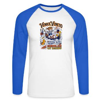 Venice Veneto Gondolier Cat Rescues Acqua Alta - Unisex Baseballshirt langarm - Weiß/Royalblau - Vorne - Nik (191cm)