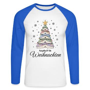 Bücher Weihnachtsbaum Ausgebucht bis Weihnachten - Unisex Baseballshirt langarm - Weiß/Royalblau - Vorne - Nik (191cm)