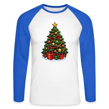 Weihnachtsbaum mit Ornamentenglanz - Unisex Baseballshirt langarm - Weiß/Royalblau - Vorne - Nik (191cm)