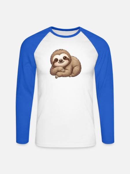 Faultier - Unisex Baseballshirt langarm - Weiß/Royalblau