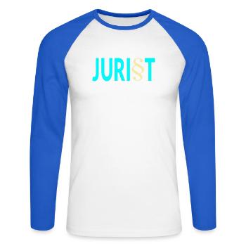 Jurist Paragraf Jura - Unisex Baseballshirt langarm - Weiß/Royalblau - Vorne - Nik (191cm)