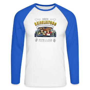 Camping Ohne Reiseleitung ziellos - Unisex Baseballshirt langarm - Weiß/Royalblau - Vorne - Nik (191cm)